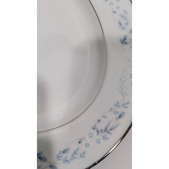 Noritake Carolyn Oval Serving Platter White Blue Floral Silver Trim Porcelain - Picture 9 of 13